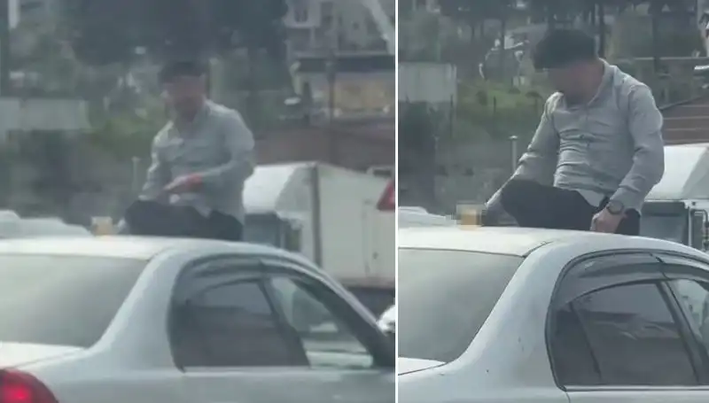 Trafikte Şaşkınlık Yaratan Görüntü: Otomobil Üzerinde Dans Eden Gençler